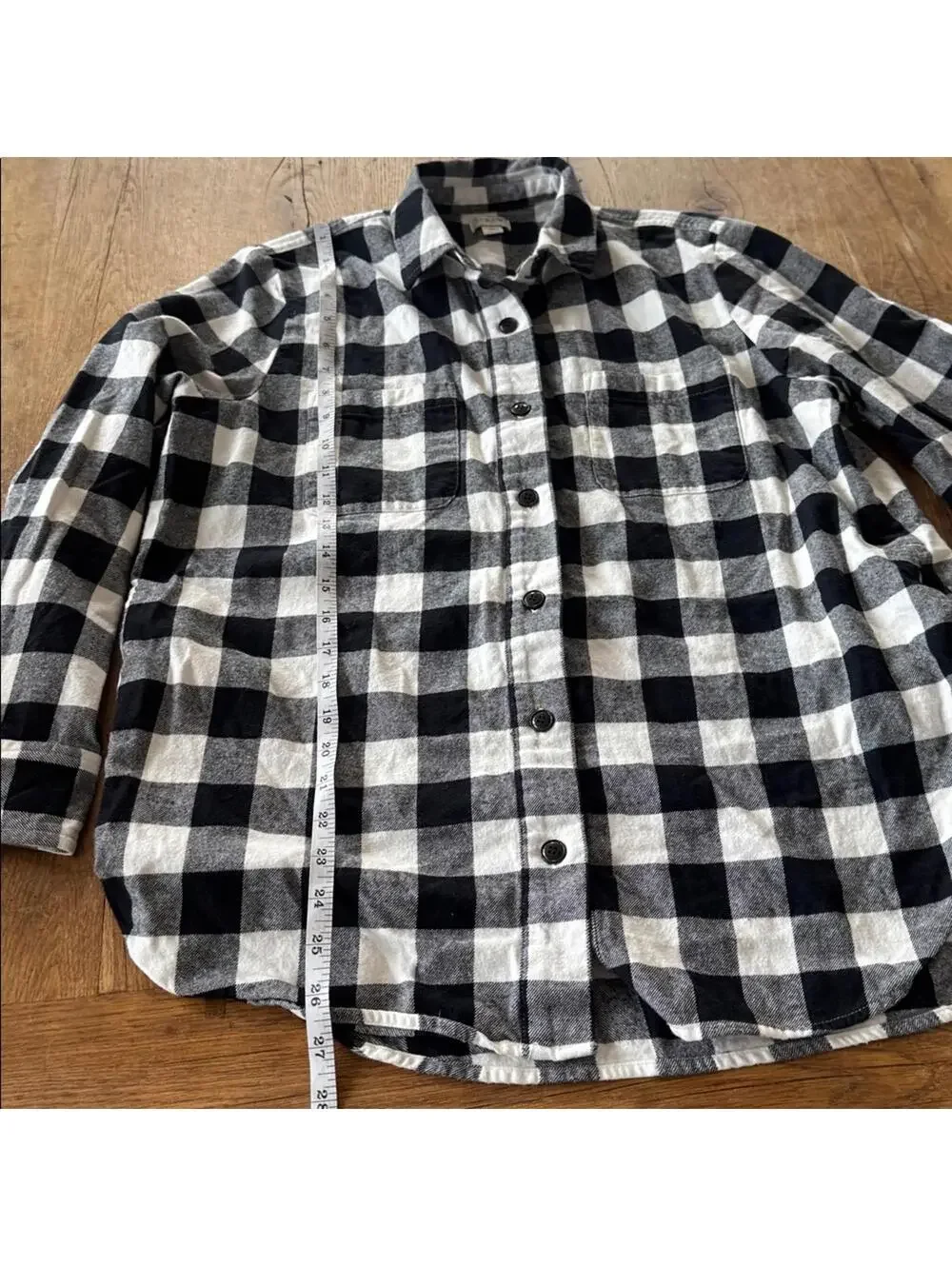 J. Crew Black and White Plaid Shirt with pockets size small